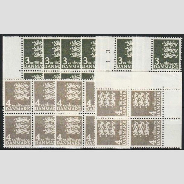 FRIMRKER DANMARK | 1969 - AFA 486+487 - Rigsvben - 3 kr. + 4 kr. i st x  12 stk. - Postfrisk