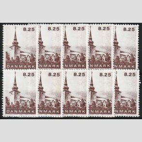 FRIMRKER DANMARK | 1990 - AFA 976 - Jyske landsbykirker - 8,25 Kr. brun x 10 stk. - Postfrisk