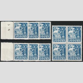 FRIMRKER DANMARK | 1937-40 - AFA 215a - Karavel - 30 re bl Type II x 10 stk. - Postfrisk