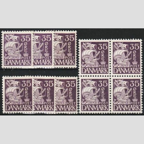 FRIMRKER DANMARK | 1937-40 - AFA 207a - Karavel - 35 re violet Type II x 10 stk. - Postfrisk