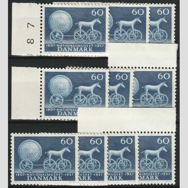 FRIMRKER DANMARK | 1957 - AFA 371 - Nationalmuseets 150 r - 60 re bl x 10 stk. - Postfrisk