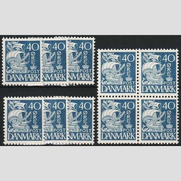 FRIMRKER DANMARK | 1940 - AFA 260 - Karavel - 40 re bl Type II x 10 stk. - Postfrisk