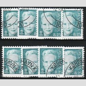 FRIMRKER DANMARK | 2006 - AFA 1489 - Dronning Margrethe II - 8,25 bl x 8 stk. - Pnt hjrnestemplet