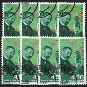 FRIMRKER DANMARK | 1998 - AFA 1177 - Post og Tele Museet - 4,50 Kr. flerfarvet x 8 stk. - Pnt hjrnestemplet