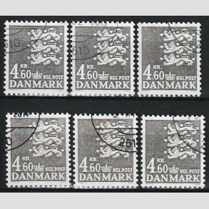 FRIMRKER DANMARK | 1988 - AFA 899 - Rigsvben - 4,60 Kr. gr x 6 stk. - Pnt Hjrne Stemplet 