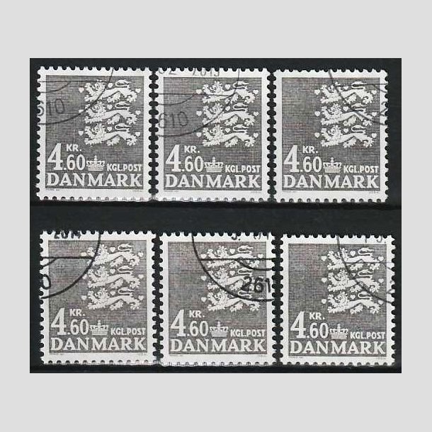 FRIMRKER DANMARK | 1988 - AFA 899 - Rigsvben - 4,60 Kr. gr x 6 stk. - Pnt Hjrne Stemplet 