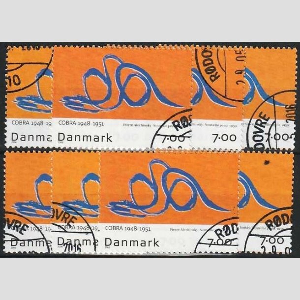 FRIMRKER DANMARK | 2006 - AFA 1486 - Cobra-malere 9. - 7,00 Kr. Pierre Alechinsky x 8 stk. - Pnt hjrnestemplet