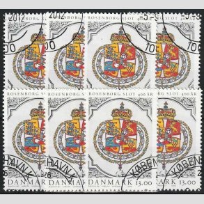 FRIMRKER DANMARK | 2006 - AFA 1465 - Rosenborg Slot 400 r. - 13,00 Kr. Rigsvbnet x 8 stk. - Pnt hjrnestemplet