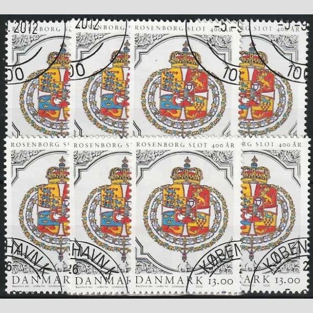 FRIMRKER DANMARK | 2006 - AFA 1465 - Rosenborg Slot 400 r. - 13,00 Kr. Rigsvbnet x 8 stk. - Pnt hjrnestemplet