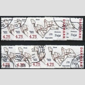 FRIMRKER DANMARK | 1995 - AFA 1087 - Danske smer - 4,75 Kr. flerfarvet x 8 stk. - Pnt hjrnestemplet 