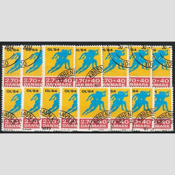 FRIMRKER DANMARK | 1984 - AFA 798 - Olympiske Lege 1984 - 2,70 Kr. + 40 re gul/rd/bl x 15 stk. - Pnt hjrnestemplet