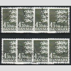 FRIMRKER DANMARK | 1984 - AFA 793 - Rigsvben - 4,30 kr. sortgrn x 8 stk. - Pnt hjrnestemplet