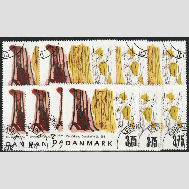 FRIMRKER DANMARK | 1998 - AFA 1187 - Frimrkekunst 1. - 3,75 Kr. Dansk efterr flerfarvet x 10 stk. - Pnt hjrnestemplet