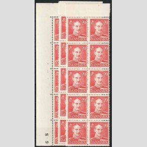 FRIMRKER DANMARK | 1942-44 - AFA 276 - Chr. X, ny tegning - 20 re rd x 25 stk. - Postfrisk