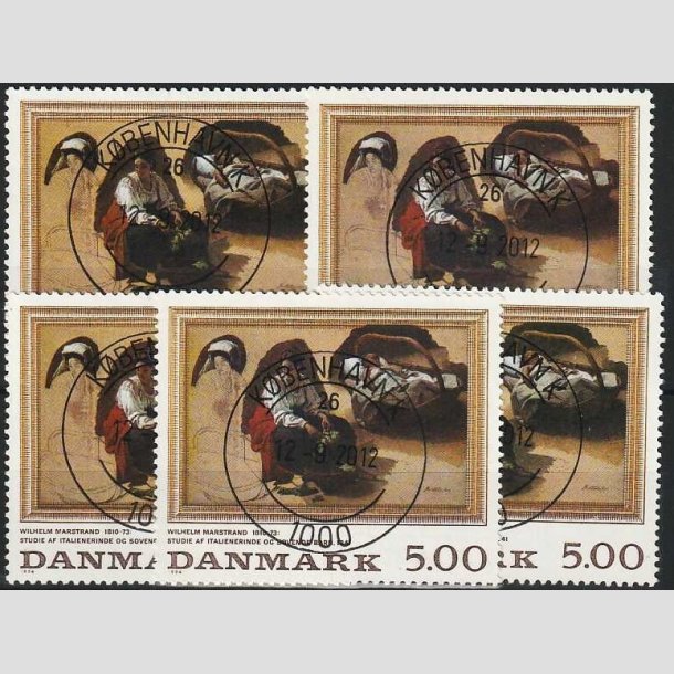 FRIMRKER DANMARK | 1994 - AFA 1081 - Maleriserie 7. - 5,00 Kr. flerfarvet x 5 stk. - Pragt Stemplet