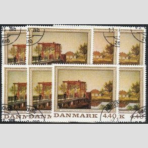 FRIMRKER DANMARK | 1989 - AFA 949 - Maleriserie 3. - 4,40 Kr. flerfarvet x 8 stk. - Pnt hjrnestemplet