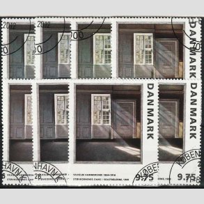 FRIMRKER DANMARK | 1997 - AFA 1158 - Vilh. Hammershj - 9,75 Kr. flerfarvet x 8 stk. - Pnt hjrnestemplet