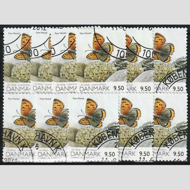 FRIMRKER DANMARK | 2010 - AFA 1601E - Danmarks natur - 9,50 Kr. flerfarvet x 11 stk. - Pnt hjrnestemplet