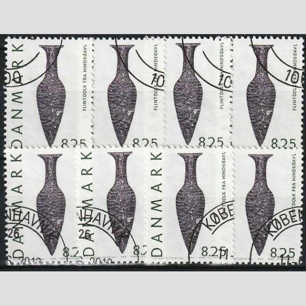 FRIMRKER DANMARK | 1992 - AFA 1010 - Nationalmuseets samlinger Engros - 8 x 8,25 Kr. grn/sort - Pnt hjrnestemplet