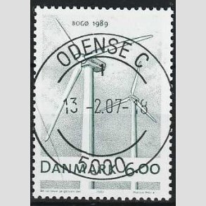 FRIM�RKER DANMARK | 2007 - AFA 1494 - Danske vindm�ller - 6,00 Kr. gr�n - Pragt Stemplet