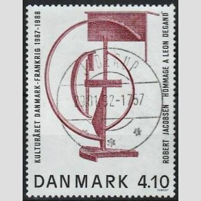 FRIMRKER DANMARK | 1988 - AFA 918 - Dansk-fransk kulturr - 4,10 Kr. brunrd/sort - Pragt Stemplet Jyderup