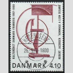 FRIMRKER DANMARK | 1988 - AFA 918 - Dansk-fransk kulturr - 4,10 Kr. brunrd/sort - Pragt Stemplet Hedehusene
