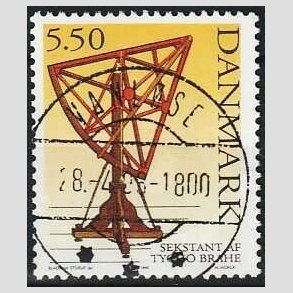 FRIM�RKER DANMARK | 1995 - AFA 1102 - Tycho Brahe - 5,50 Kr. flerfarvet - Lux Stemplet Vanl�se