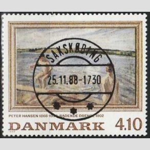 FRIMRKER DANMARK | 1988 - AFA 921 - Peter Hansen - 4,10 Kr. flerfarvet - Lux Stemplet Sakskbing (Pragtmrke)