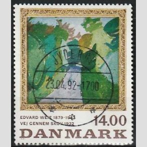 FRIMRKER DANMARK | 1991 - AFA 1006 - Edvard Weie - 14,00 Kr. flerfarvet - Lux Stemplet Jyderup