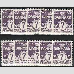 FRIMRKER DANMARK | 1933 - AFA 200 - Blgelinie - 7 re violet type I x 10 stk. - Postfrisk