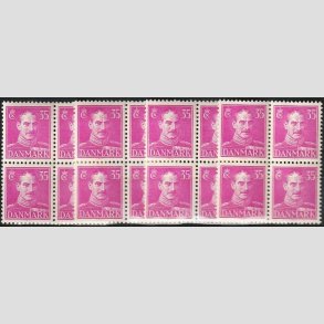 FRIMRKER DANMARK | 1942-44 - AFA 279a - Chr. X, Ny tegning - 35 re anilinrd x 16 stk. - Postfrisk