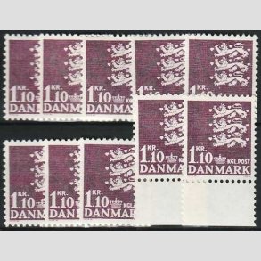 FRIMRKER DANMARK | 1965 - AFA 436 - Rigsvben - 1,10 kr. mrkviolet x 10 stk. - Postfrisk