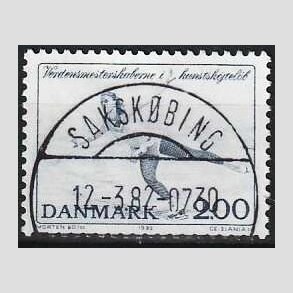 FRIM�RKER DANMARK | 1982 - AFA 745 - WM i kunstsk�jtel�b - 2 Kr. bl� - Pragt Stemplet Saksk�bing