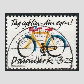 FRIMRKER DANMARK | 1990 - AFA 980 - Cykeltyveri - 3,25 Kr. flerfarvet - Pragt Stemplet Frederiksvrk