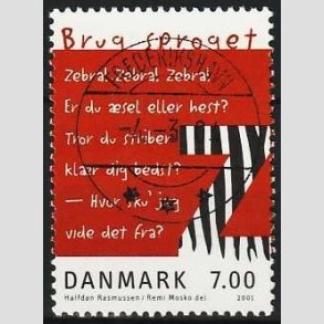 FRIMRKER DANMARK | 2001 - AFA 1282 - Brug sproget - 7,00 Kr. flerfarvet - Pragt Stemplet Frederikshavn