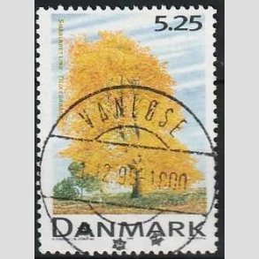 FRIM�RKER DANMARK | 1999 - AFA 1198 - Danske l�vtr�er - 5,25 Kr. flerfarvet - Pragt Stemplet Vanl�se