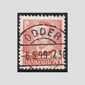 FRIMRKER DANMARK | 1948-50 - AFA 307 - Fr. IX 20 re rd - Pragt Stemplet Odder