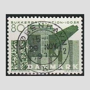 FRIM�RKER DANMARK | 1971 - AFA 521 - Sukkerproduktion - 80 �re gr�n - Lux Stemplet