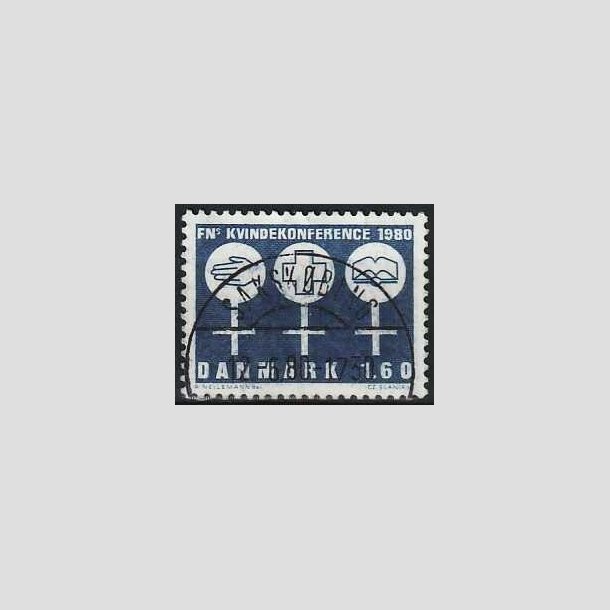 FRIMRKER DANMARK | 1980 - AFA 697 - FNs Kvindekonference - 1,60 Kr. bl - Pragt Stemplet Sakskbing