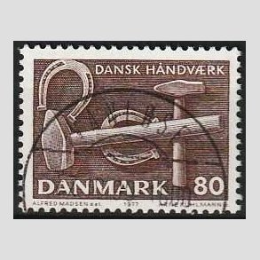 FRIM�RKER DANMARK | 1977 - AFA 641 - Dansk h�ndv�rk - 80 �re brun - Lux Stemplet Vanl�se