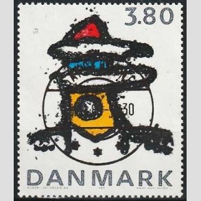 FRIMRKER DANMARK | 1985 - AFA 846 - Kunst af Robert Jacobsen - 3,80 Kr. flerfarvet - Lux Stemplet Sakskbing (Pragtmrke)
