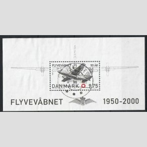FRIM�RKER DANMARK | 2000 - AFA 1265 - Flyvev�bnet 50 �r. - Kr. 9,75 Miniark - Lux Stemplet Vanl�se