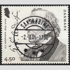 FRIMRKER DANMARK | 2005 - AFA 1422 - H. C. Andersen - 4,50 Kr. portrt - Lux Stemplet Sakskbing (Pragtmrke)