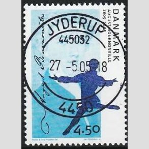 FRIM�RKER DANMARK | 2005 - AFA 1432 - August Bournonville - 4,50 Kr. flerfarvet - Pragt Stemplet Jyderup