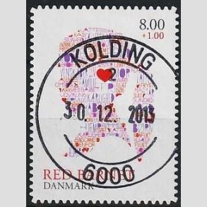 FRIMRKER DANMARK | 2013 - AFA 1747a - Red Barnet - 8,00 + 1,00 Kr. flerfarvet - Lux Stemplet Kolding