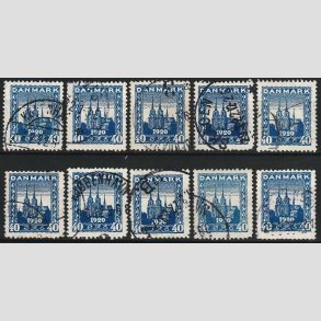 FRIM�RKER DANMARK | 1921 - AFA 116 - Genforening - 40 �re bl� x 10 stk. - Stemplet 