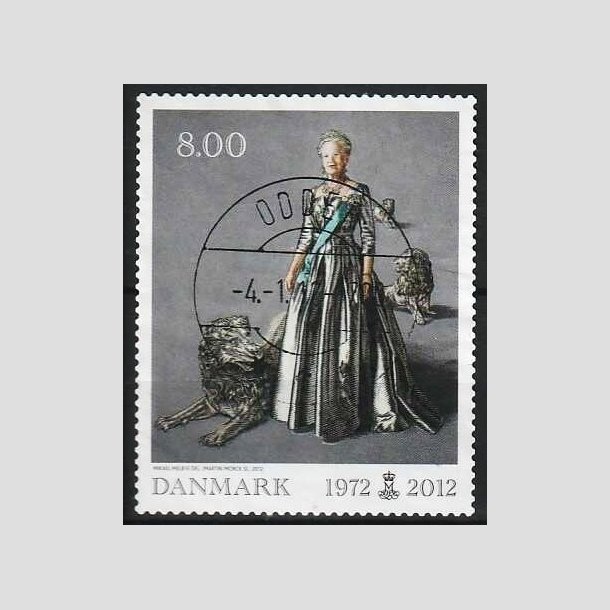 FRIMRKER DANMARK | 2012 - AFA 1694 - Dronning i 40 r - 8,00 Kr. flerfarvet - Pragt Stemplet Odder