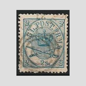 FRIMRKER DANMARK | 1864-70 - AFA 11 - 2 Skilling bl - Krone Scepter - Stemplet