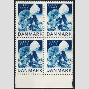 JULEM�RKER DANMARK | 1943 - Lille pige i 4-blok - Postfrisk