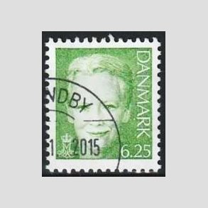 FRIMRKER DANMARK | 2003 - AFA 1339 - Dronning Margrethe - 6,25 Kr. grn - Pnt hjrnestemplet